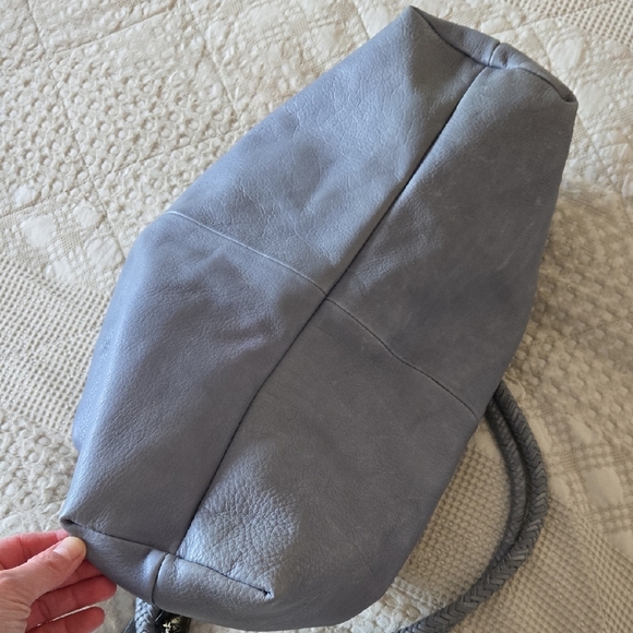 Mary Frances Leather Bkue Hobo Bag Roped Handles Feminine Spring - Picture 11 of 12